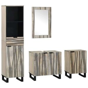 vidaXL Set de mobilier pentru baie cu ușă 4 pcs Maro Nuc Lemn compozit imagine