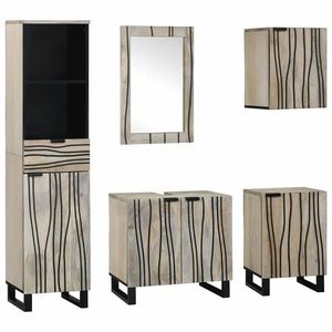 vidaXL Set de mobilier pentru baie cu ușă 5 pcs Maro Nuc Lemn compozit imagine