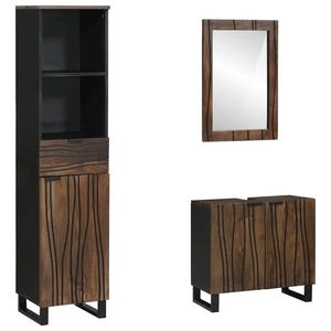 vidaXL Set de mobilier pentru baie cu ușă 3 pcs Maro Nuc Lemn compozit imagine
