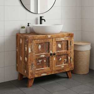 vidaXL Dulap de Baie cu raft Lemn masiv recuperat & Lemn ingineresc imagine