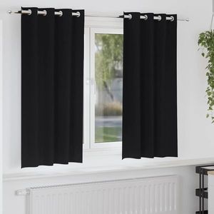 vidaXL Perdele Opaque cu Inel 2 pcs Negru 175 x 140 cm Poliester imagine
