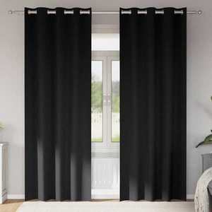 vidaXL Perdele Opaque cu Inel 2 pcs Negru 260 x 140 cm Poliester imagine