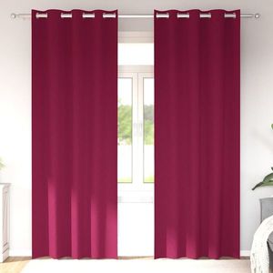vidaXL Perdele Opaque cu Inel 2 pcs Roșu Vin 260 x 140 cm Poliester imagine