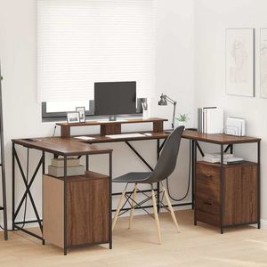 vidaXL Birou cu sertar Stejar brun 182 x 101 x 87.5 cm Lemn compozit imagine