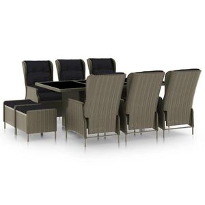 vidaXL Set mobilier de exterior cu perne, 9 piese, maro, poliratan imagine