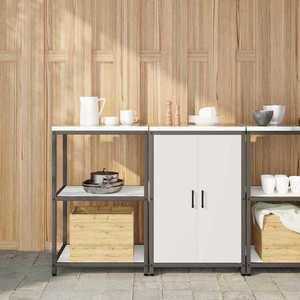 vidaXL Set de depozitare pentru bucătărie cu raft cu ușă 2 pcs Alb imagine