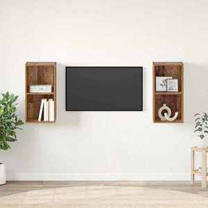 vidaXL Set comodă TV 2 pcs Lemn Vechi 37 x 37 x 72 cm Lemn compozit imagine