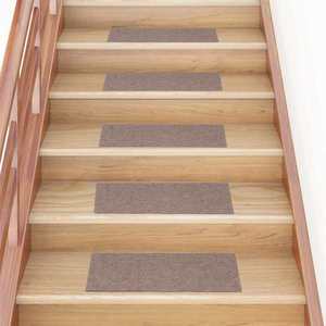 vidaXL Covorașe pentru scări autoadezive, 30 buc., 60x25 cm, maro deschis, dreptunghiulare imagine