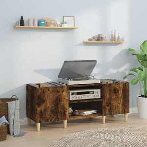 vidaXL Dulap pentru discuri stejar afumat 121x38x48 cm, lemn prelucrat imagine