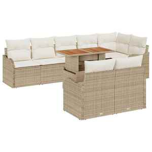 vidaXL Set de canapele pentru grădină 9 pcs Bej Rattan poli imagine