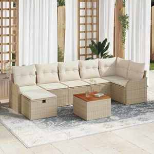 vidaXL Set de canapele pentru grădină cu pernă 8 pcs Bej Rattan poli imagine