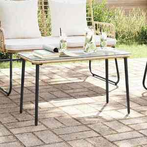 vidaXL Masă de Grădină natural 80 x 40 x 45.5 cm Rattan poli imagine