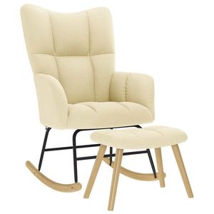 vidaXL Scaun balansoar cu taburet, crem, material textil imagine