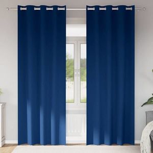 vidaXL Perdele Opaque cu Inel 2 pcs Albastru închis 225 x 140 cm imagine