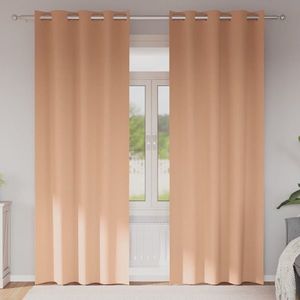 vidaXL Perdele Opaque cu Inel 2 pcs Maro deschis 260 x 140 cm imagine
