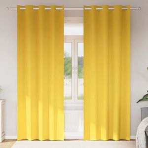 vidaXL Perdele Opaque cu Inel 2 pcs Galben muștar 260 x 140 cm imagine