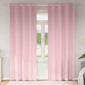 vidaXL Perdele Opaque cu Inel 2 pcs Roz bebe 225 x 140 cm Poliester imagine