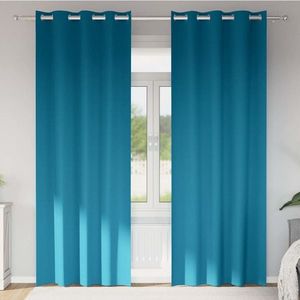 vidaXL Perdele Opaque cu Inel 2 pcs Turcoaz 260 x 140 cm Poliester imagine