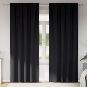 vidaXL Perdele Opaque cu Inel 2 pcs Negru 260 x 140 cm Poliester imagine