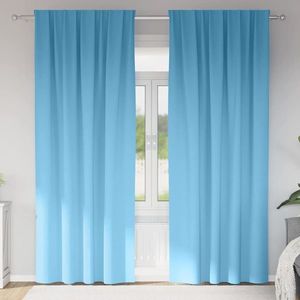 vidaXL Perdele Opaque cu Inel 2 pcs Albastru deschis 245 x 140 cm imagine