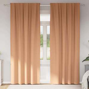 vidaXL Perdele Opaque cu Inel 2 pcs Maro deschis 260 x 140 cm imagine