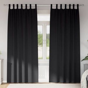 vidaXL Perdele Opaque cu Inel 2 pcs Negru 245 x 140 cm Poliester imagine
