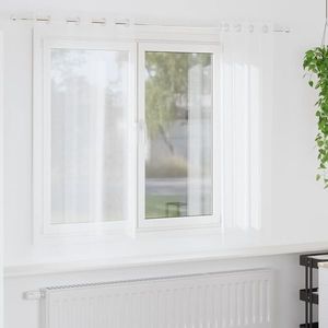 vidaXL Cortină din Voile cu perdele 2 pcs Alb 175 x 140 cm Poliester imagine