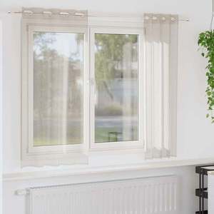 vidaXL Cortină din Voile 2 pcs Nisipiu 175 x 140 cm Poliester imagine