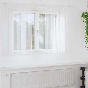 vidaXL Cortină din Voile cu perdele 2 pcs Alb 140 x 140 cm Poliester imagine