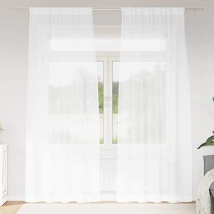 vidaXL Cortină din Voile cu perdele 2 pcs Alb 225 x 140 cm Poliester imagine