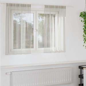 vidaXL Cortină din Voile cu perdele 2 pcs Crem 140 x 140 cm Poliester imagine