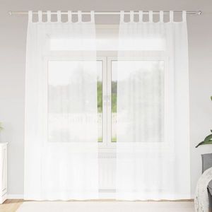 vidaXL Cortină din Voile cu perdele 2 pcs Alb 225 x 140 cm Poliester imagine