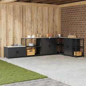 vidaXL Raft de depozitare pentru bucătărie cu raft Negru Oţel imagine