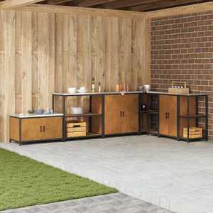 vidaXL Raft de depozitare pentru bucătărie cu raft Ruginit imagine