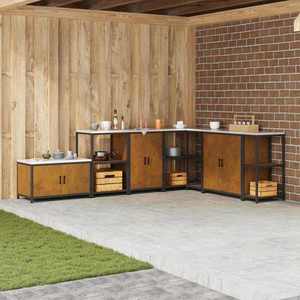 vidaXL Dulap de depozitare pentru bucătărie cu sertar cu raft Ruginit imagine