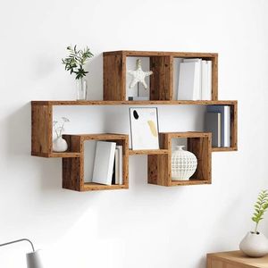 vidaXL Raft de perete cu raft Lemn vechi 82 x 15 x 51 cm Lemn compozit imagine