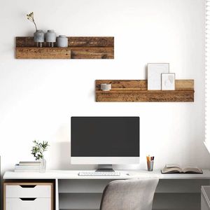 vidaXL Raft de perete 2 pcs Lemn Vechi 80 x 11, 5 x 18 cm Lemn compozit imagine