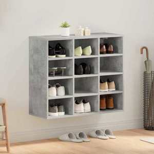 vidaXL Dulap pentru pantofi Gri beton 77, 5 x 30 x 67 cm Lemn compozit imagine