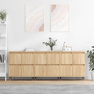 vidaXL Servante, 3 piese, stejar sonoma, lemn prelucrat imagine