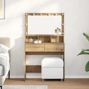 vidaXL Masă de Machiaj cu sertar stejar artizanal 80 x 41 x 134.5 cm imagine