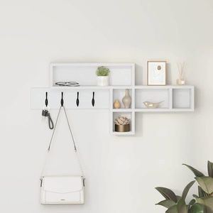 vidaXL Răcător de paltoane montat pe perete Alb 100 x 12 x 43.5 cm imagine