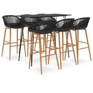 vidaXL Set mobilier de bar, 7 piese, negru imagine
