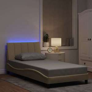 vidaXL Cadru de pat fără saltea, Hanko, crem, 100x200 cm, textil imagine