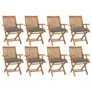 vidaXL Scaune pliabile de grădină cu perne, 8 buc., lemn masiv de tec imagine