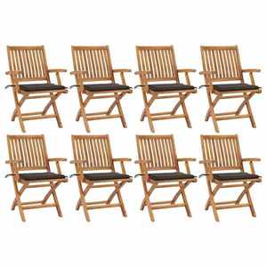 vidaXL Scaune pliabile de grădină cu perne, 8 buc., lemn masiv de tec imagine