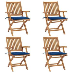 vidaXL Scaune grădină pliabile cu perne, 4 buc, lemn masiv tec imagine