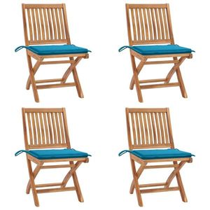 vidaXL Scaune de grădină pliabile cu perne, 4 buc., lemn masiv de tec imagine