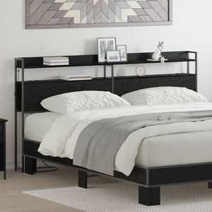 vidaXL Tăblie cap cu raft Stejar negru 200 cm Lemn compozit imagine