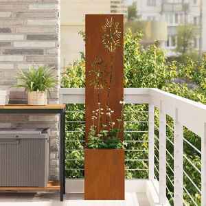 vidaXL Ecran de intimitate pentru grădină Floral Ruginit 32 x 140 cm imagine