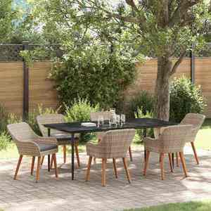 vidaXL Set de dining Gri deschis Rattan poli imagine